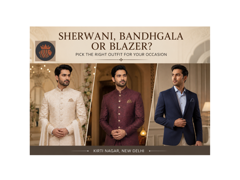 Mens Designer Kirti Nagar: Sherwani, Bandhgala or Blazer? Pick the Right Outfit for Your Occasion